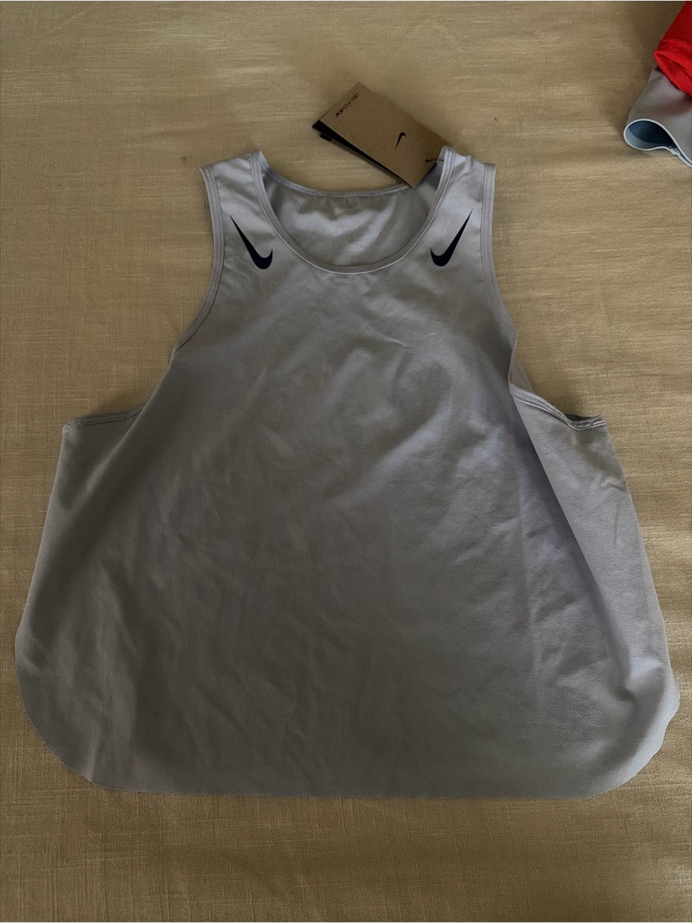 Nike Light Gray Women's Athletic Tank Top with Navy Swooshes